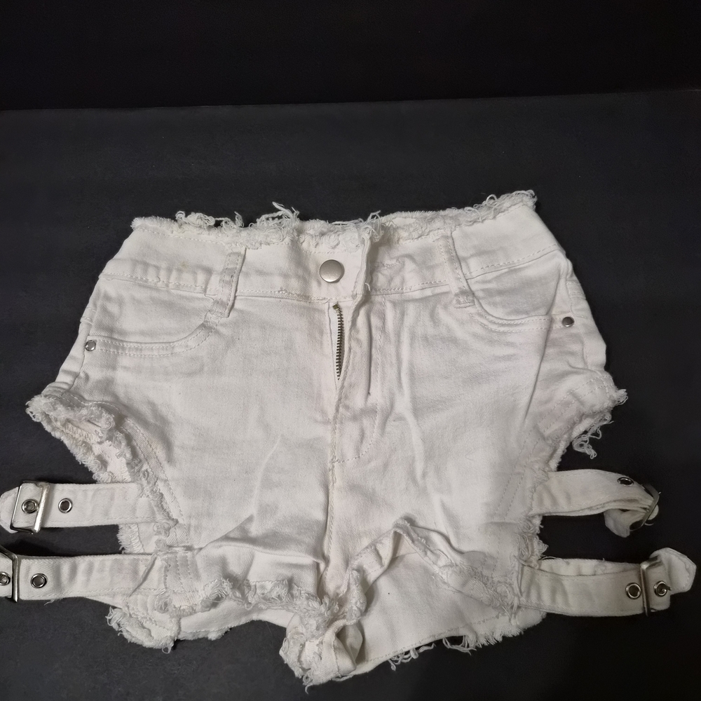 Edgy White Distressed Jean Shorts